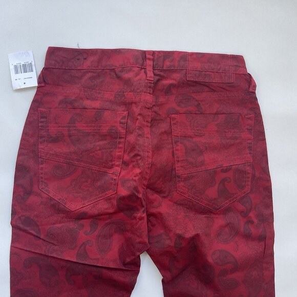 G By Guess Men’s Slim Jogger Twill Pants Red Paisley Print Size 28 - Picture 7 of 12